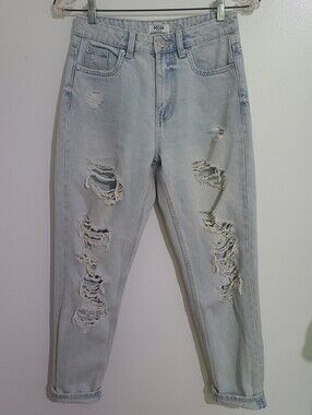 Refuge Denim Distressed High Rise Mom Jeans Size 0